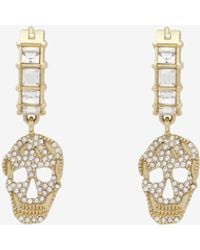McQueen - Pavé Skull Hoop Earrings - Lyst