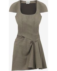 McQueen - Asymmetric Gathered Mini Dress - Lyst