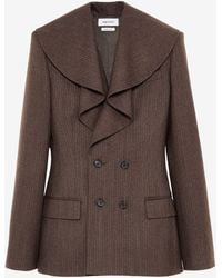 McQueen - Waterfall Collar Double-Breasted Jacket - Lyst