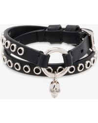 McQueen - Bracelet Double Tour À Anneau Skull - Lyst