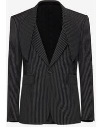 Alexander McQueen - Wool-mohair Pinstripe Lapel-detail Tailored Jacket - Lyst