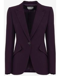Alexander McQueen - Purple Peak Shoulder Leaf Crepe Jacket - Lyst