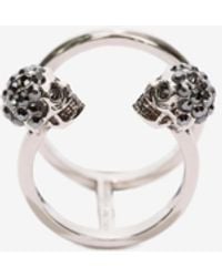 McQueen - Skull Crystal-embellished Layered Ring - Lyst