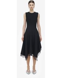 McQueen - Asymmetrisches Kleid Mit Spitzendetail - Lyst