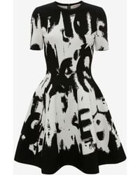 Alexander McQueen Mcqueen Graffiti Jacquard Mini Dress - Black