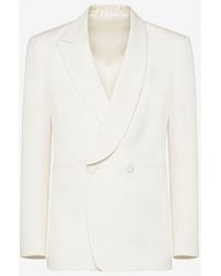 Alexander McQueen - White Half Shawl Collar Double-breasted Jacket - Lyst