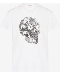 Alexander McQueen - White Wax Flower Skull T-shirt - Lyst