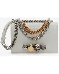 Alexander McQueen - White Mini Jewelled Satchel With Chain - Lyst