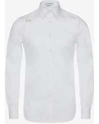 Alexander McQueen Cotton Shirt With Strap Detail in White for Men Mens Clothing Shirts Formal shirts 