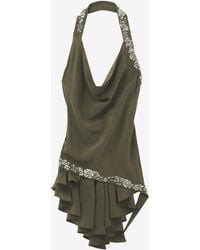 McQueen - Floral Embroidery Asymmetric Top - Lyst