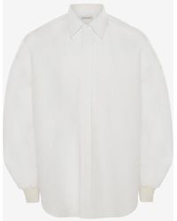 Alexander McQueen - Popeline-hemd mit überschnittenen schultern - Lyst