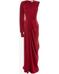 Alexander McQueen Abito da Sera Monomanica in Raso - Rosso