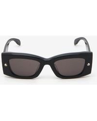 Alexander McQueen - Unisex Black Spike Studs Rectangular Sunglasses - Lyst