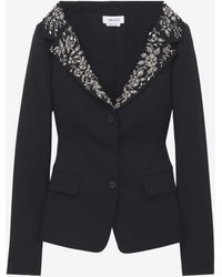 McQueen - Embroidered Off-The-Shoulder Harness Jacket - Lyst