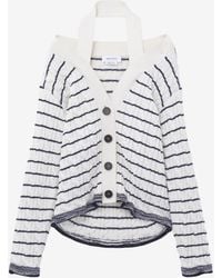 McQueen - Cardigan A Righe Con Spalle Scoperte - Lyst