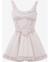 McQueen - Pleated Ruffle Pinstripe Mini Dress - Lyst