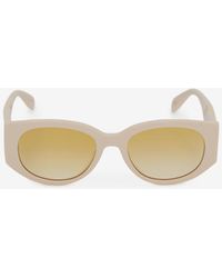 Alexander McQueen - White Mcqueen Graffiti Oval Sunglasses - Lyst