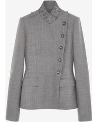 McQueen - Jacke Mit Cross-Revers Aus Wolle Mit Nadelstreifenmuster - Lyst