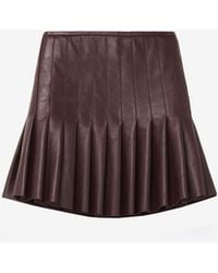 McQueen - Leather Pleated Mini Skirt - Lyst