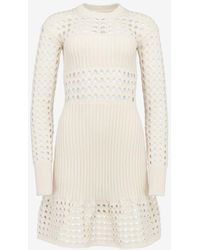 Alexander McQueen - White Knitted Mesh Mini Dress - Lyst