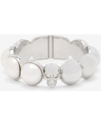 McQueen - Skull & Pearl Ring - Lyst