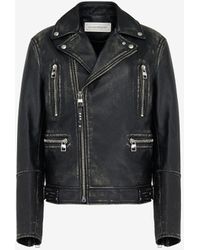 Alexander McQueen - Black Leather Biker Jacket - Lyst