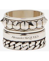 Alexander McQueen - Silver Punk Multi-layered Ring - Lyst