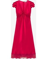 McQueen - Gathered Sleeve Midi Dress - Lyst