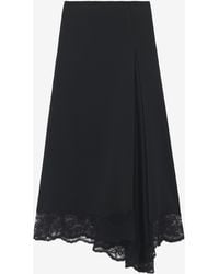 McQueen - Lace Hem Asymmetric Midi Skirt - Lyst