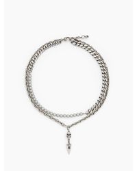 Alexander McQueen - Silver Pearl And Skull Stud Necklace - Lyst