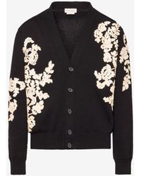 Alexander McQueen - Black Floral Embroidery Cardigan - Lyst