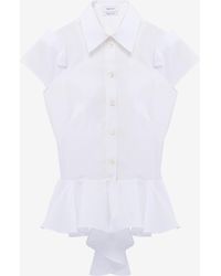 McQueen - Camicia A Maniche Corte Con Volant - Lyst