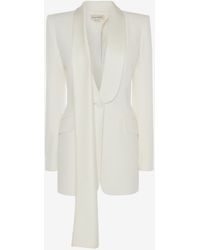 Alexander McQueen Veste de smoking à revers foulard - Blanc