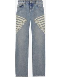 McQueen - Metallic Frogging Straight Leg Jeans - Lyst