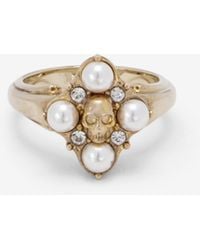 McQueen - Skull & Crystal Ring - Lyst