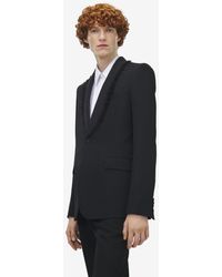 McQueen - Frayed Lapel Single-Breasted Jacket - Lyst