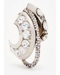 Alexander McQueen Silver Jewelled Accumulation Earring - White
