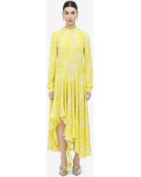 McQueen - Warped Floral Asymmetric Dress - Lyst