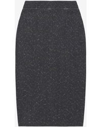 McQueen - Flecked Pinstripe Slashed Zip Pencil Skirt - Lyst