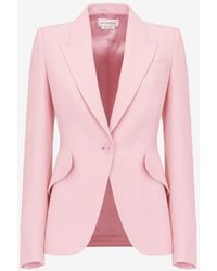 Alexander McQueen - Pink Peak Shoulder Leaf Crepe Jacket - Lyst