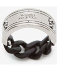 Alexander McQueen Chain Skull Ring - Metallic
