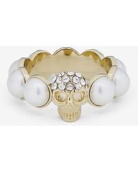 McQueen - Skull And Pearl Ring - Lyst