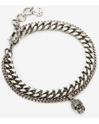 Alexander McQueen - Silver Pave Skull Chain Bracelet - Lyst