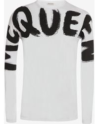 Alexander McQueen T-shirt mit kimono-ärmeln und mcqueen-graffiti - Weiß