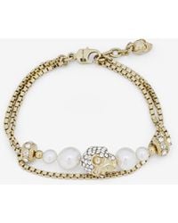 McQueen - Skull And Pearl Chain Bracelet - Lyst