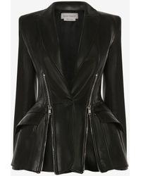 Alexander McQueen Leather Zip Jacket - Black