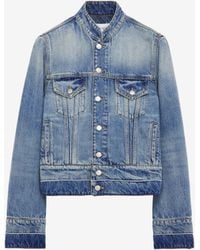 McQueen - Stand Collar Denim Jacket - Lyst