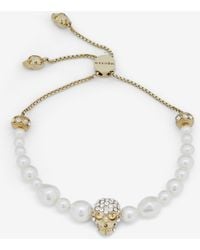 McQueen - Skull And Pearl Friendship Bracelet - Lyst