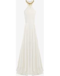 McQueen - Leaves And Crystal Embroidery Evening Dress - Lyst