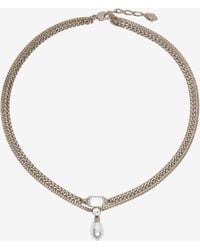McQueen - Skull & Crystal Necklace - Lyst